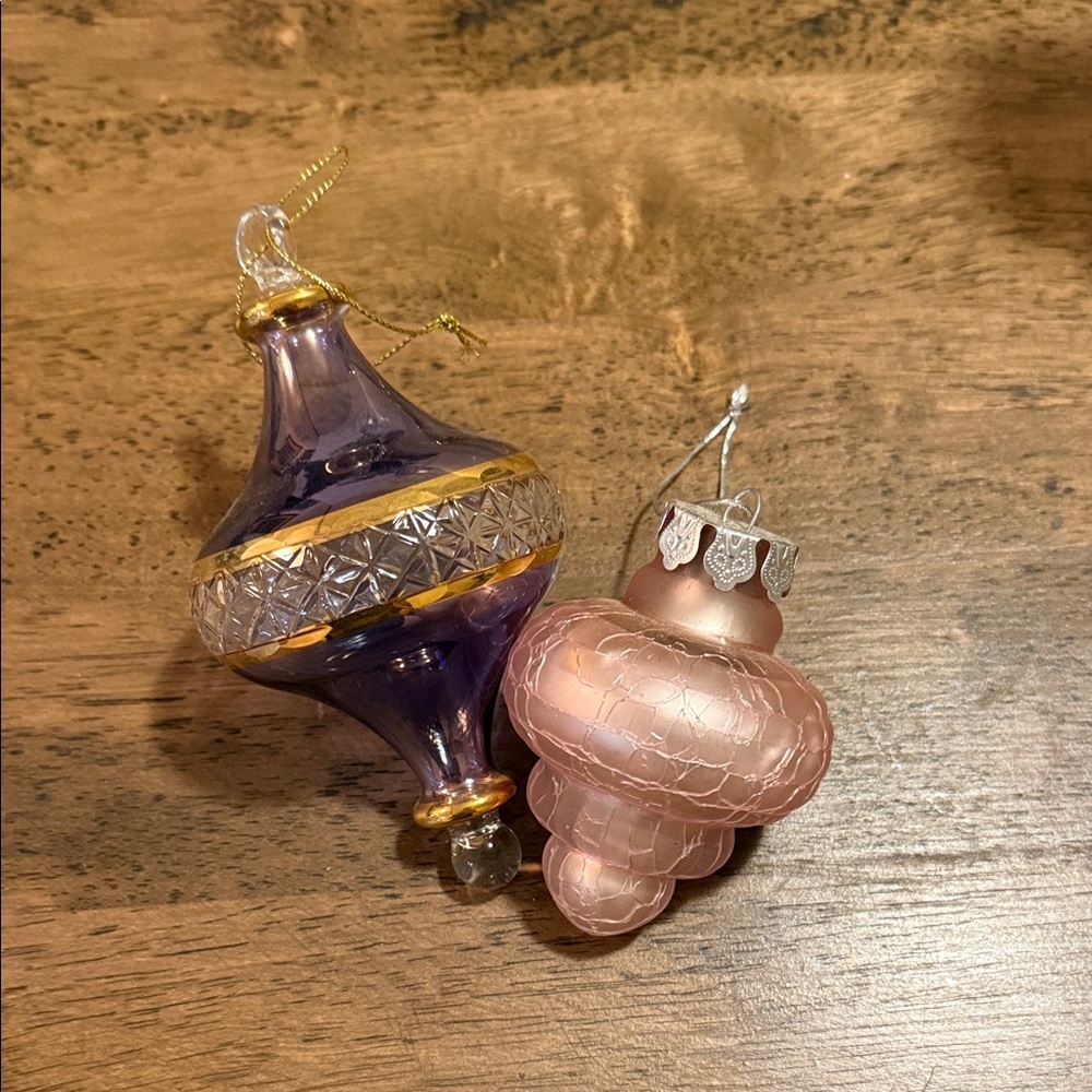 Elegant Glass Holiday Ornaments - Purple and Pink